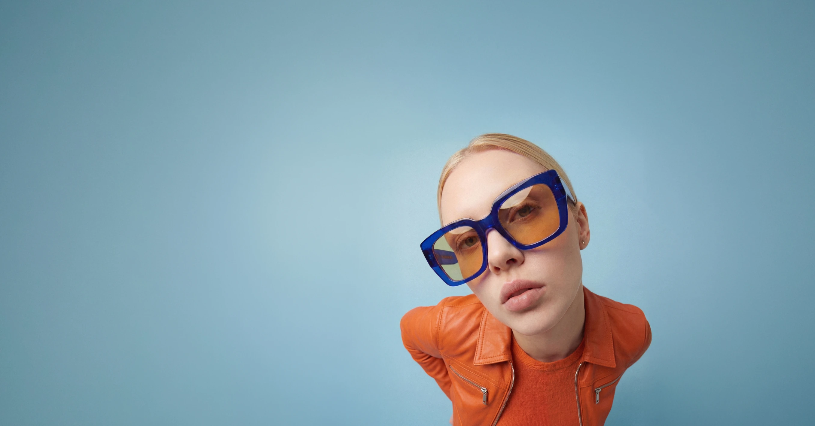 AI model wearing glasses, generated with Veeton